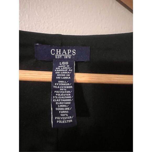 Chaps Size L Long Sleeve Gathered Cocktail Dress Solid Black Ruffle Detail New - Picture 6 of 7